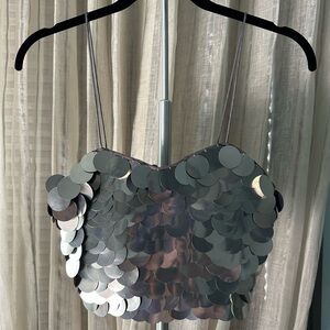 Alice + Olivia Metallic Disc Embellished Top